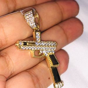 Iced out gun pendant for men, best gift for gun collectors, men hiphop jewelry